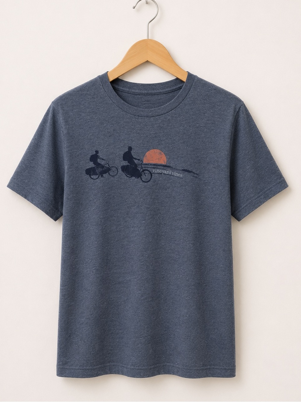Vineyard Vines Youth Heathered Navy Island T-Shirt Graphic Crew Short Sleeve Tee